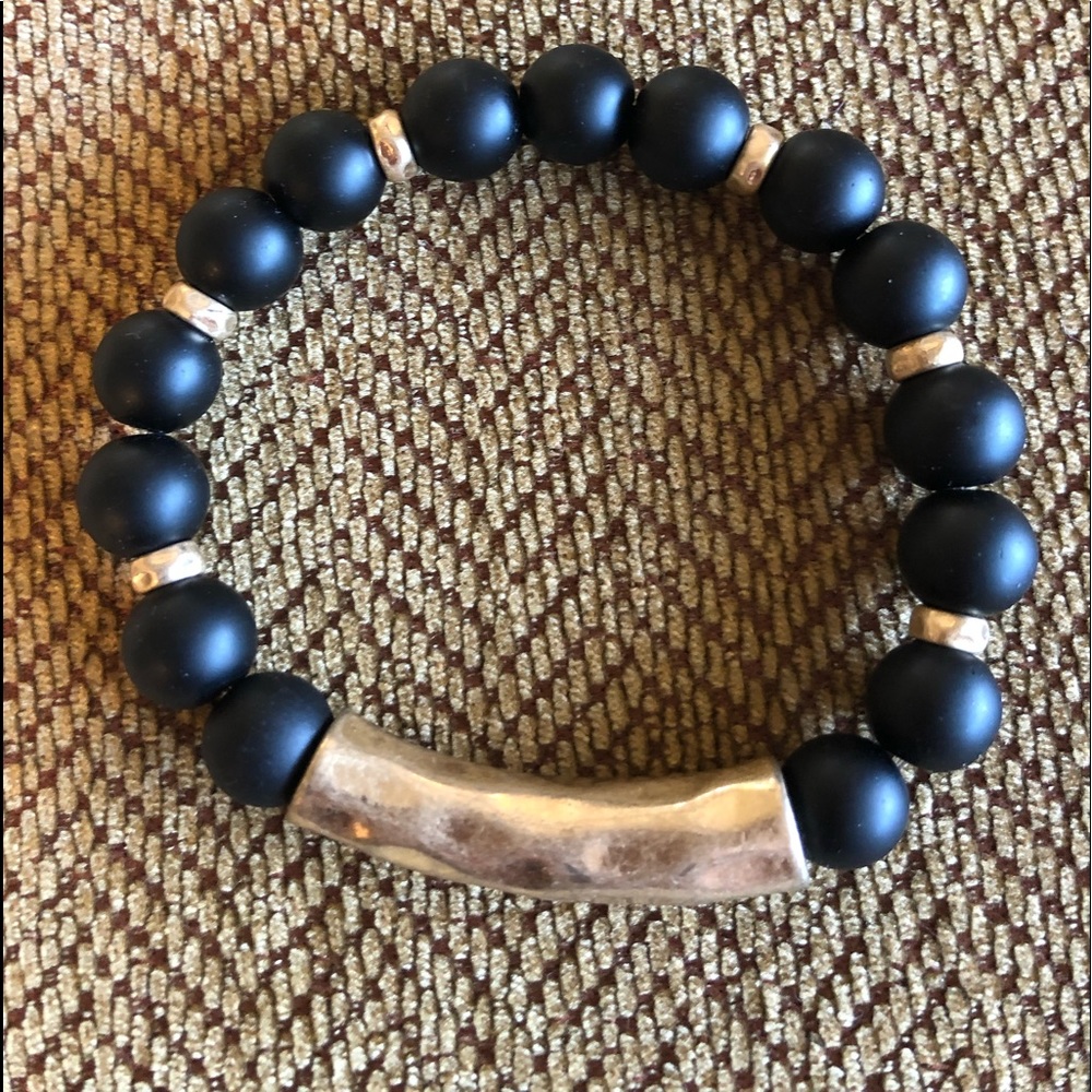Black and bronze hammered bracelet